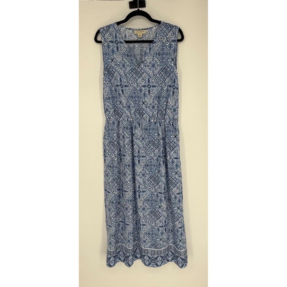Appleseeds Dress Women's Medium Blue Maxi Cotton Blend Granola Girl Beach Resort